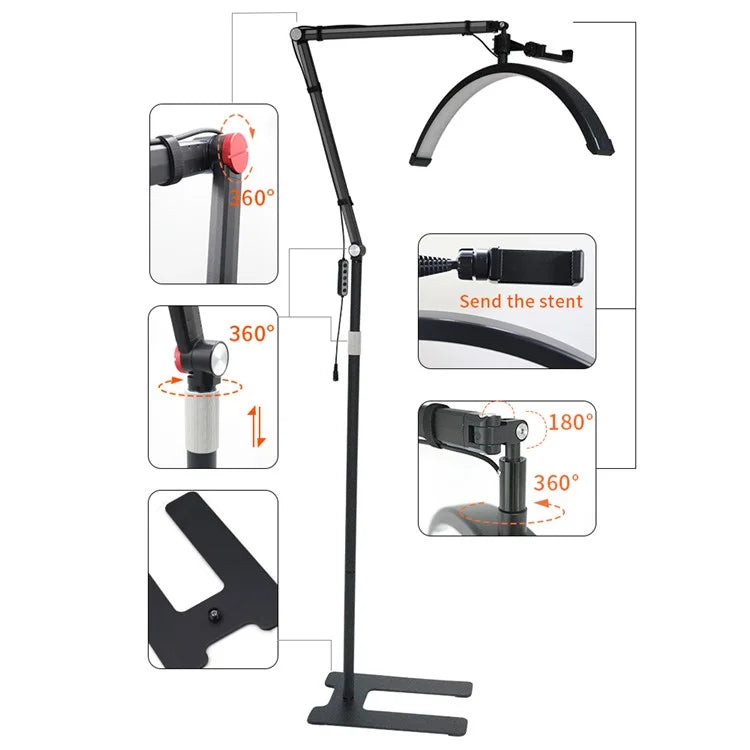HD-M700X 24-Inch Floor Lamp Half Moon Light for Eyelash Extensions, Nail Tech