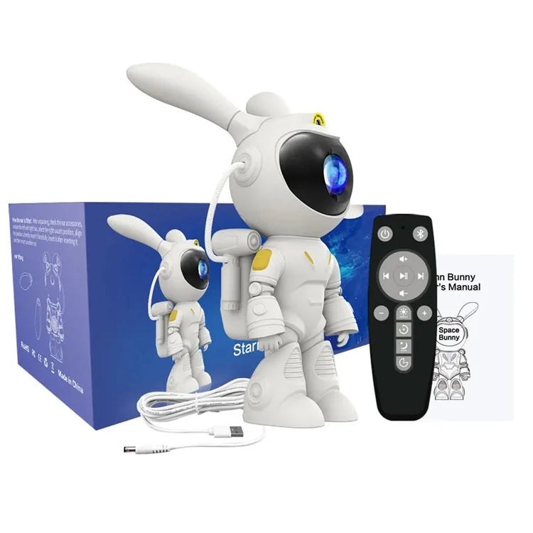 Space Rabbit Design Bluetooth Speaker Projector Lamp USB Powered Starry Sky Projection Ambience Lamp