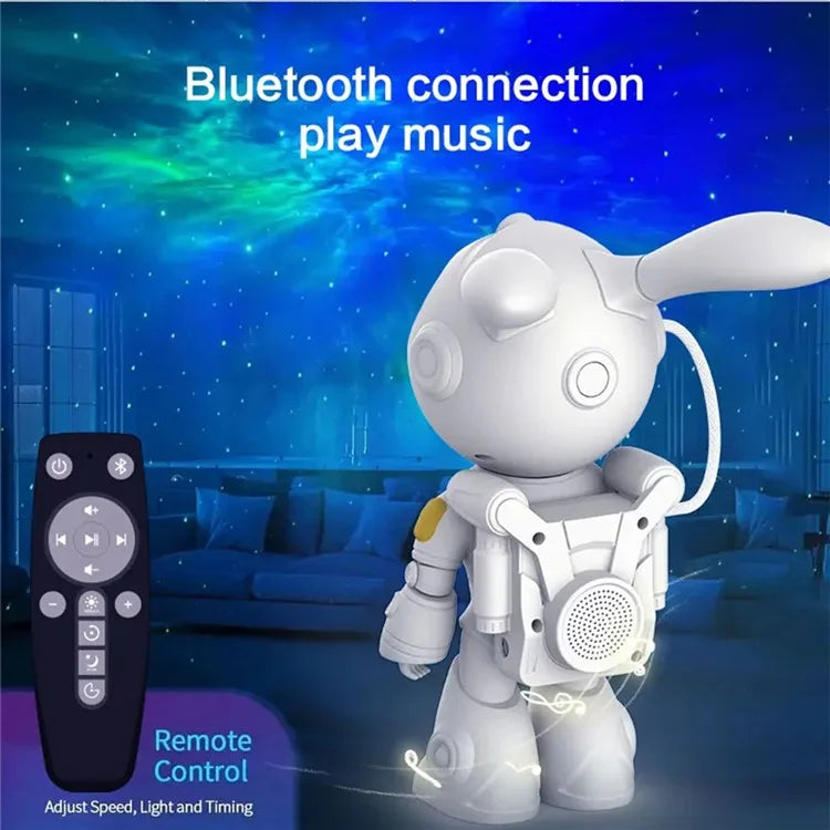 Space Rabbit Design Bluetooth Speaker Projector Lamp USB Powered Starry Sky Projection Ambience Lamp