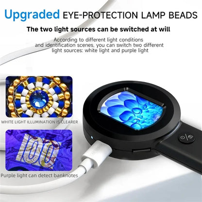 HM020 2-inch IPS HD Screen Magnifying Microscope Handheld Magnifier with LED Light