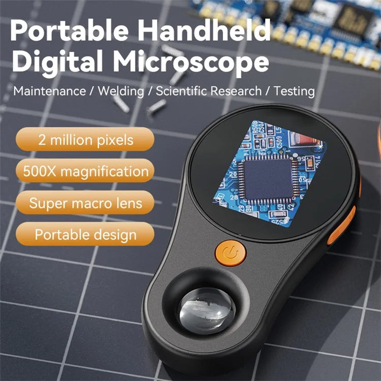 370 2.0-inch IPS Screen 500X Magnification Handheld Digital Microscope with LED Light