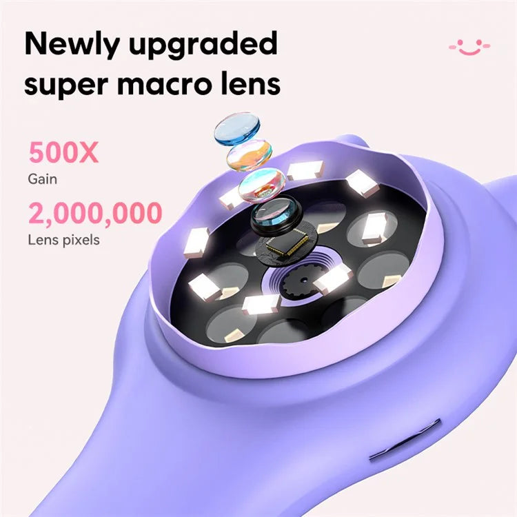 335 Upgraded 500X Magnification 2-inch IPS Screen Children Microscope Science Experiment Toy