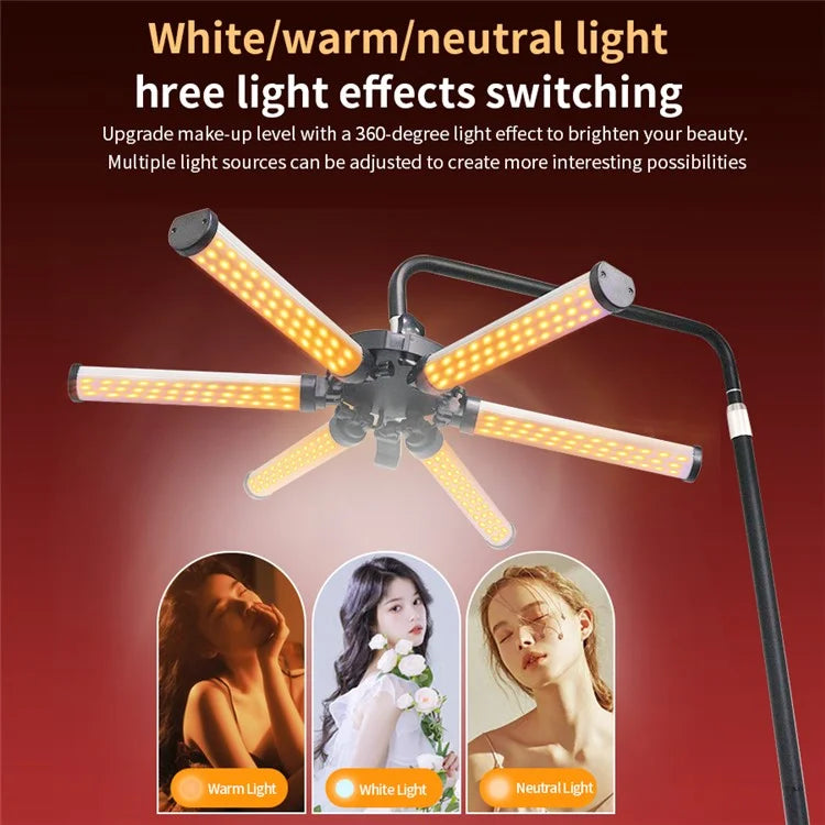 HD-M26X 6-Arm Skin Beauty Light Photography Live Streaming LED Fill Light