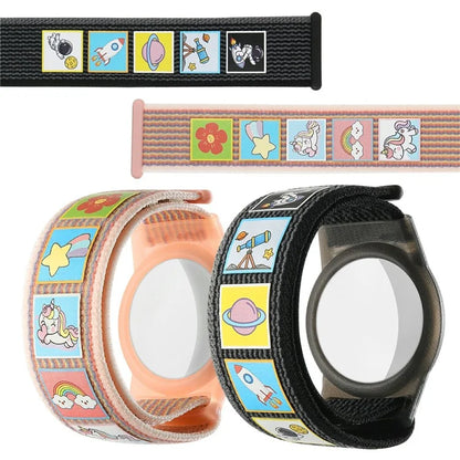 TPU Protective Case for AirTag Cartoon Magic Tape Nylon Band Loop Wristband