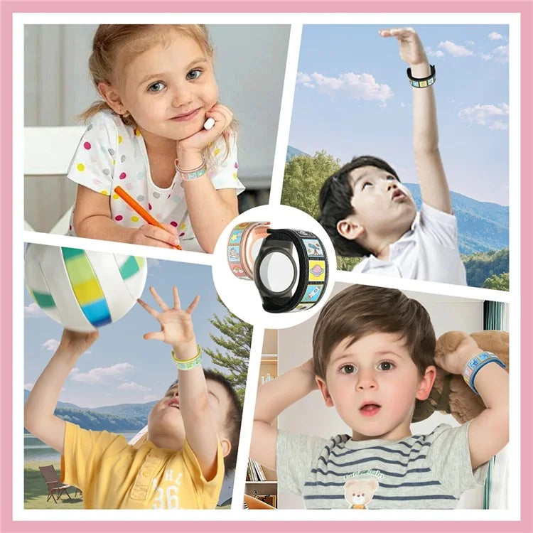 TPU Protective Case for AirTag Cartoon Magic Tape Nylon Band Loop Wristband