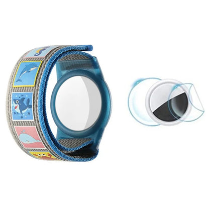 TPU Protective Case for AirTag Cartoon Magic Tape Nylon Band Loop Wristband