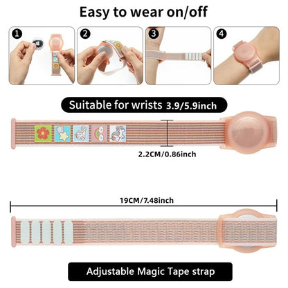 TPU Protective Case for AirTag Cartoon Magic Tape Nylon Band Loop Wristband