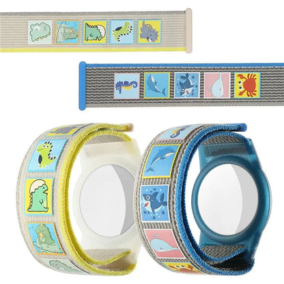 TPU Protective Case for AirTag Cartoon Magic Tape Nylon Band Loop Wristband
