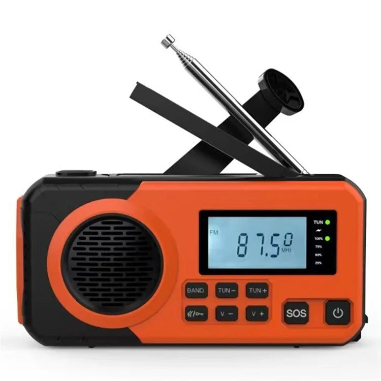 375 AM FM SW Radio Solar Charging Hand Crank Portable LED Flashlight Power Bank Phone Charger (EU Version)