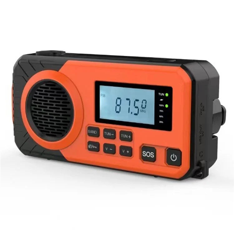 375 AM FM SW Radio Solar Charging Hand Crank Portable LED Flashlight Power Bank Phone Charger (EU Version)