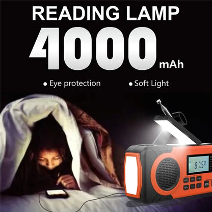 375 AM FM SW Radio Solar Charging Hand Crank Portable LED Flashlight Power Bank Phone Charger (EU Version)