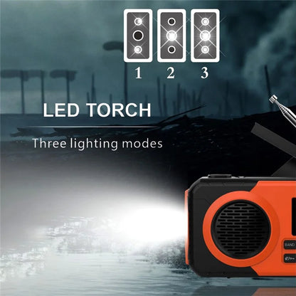 375 AM FM SW Radio Solar Charging Hand Crank Portable LED Flashlight Power Bank Phone Charger (EU Version)