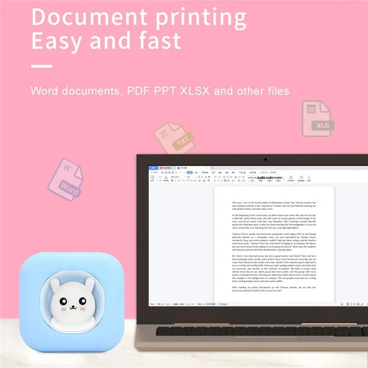 KDC-019C Mini Bluetooth Thermal Printer Kids Student Wireless Inkless Photo Label Printer
