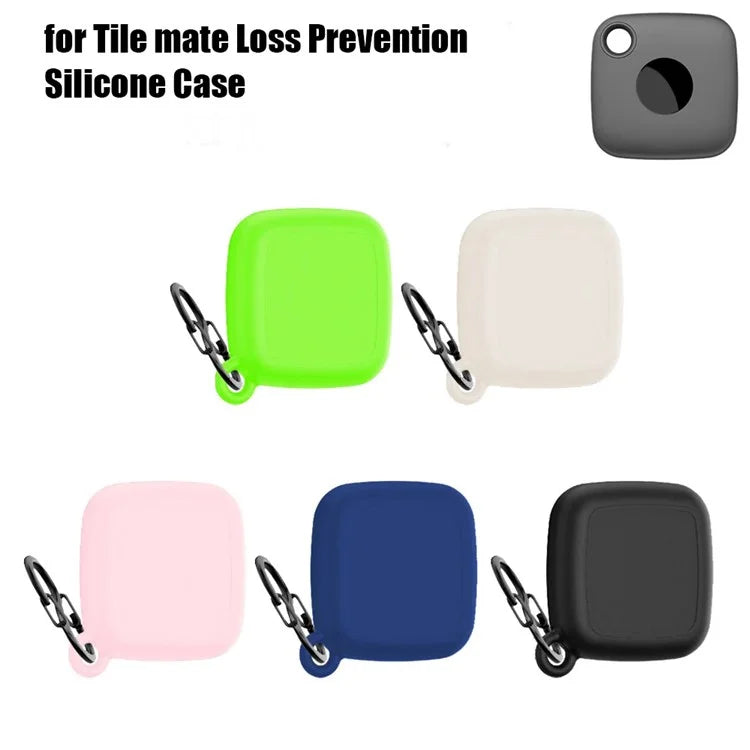 For Tile Mate Silicone Case Bluetooth Tracker Waterproof Anti-Drop Protective Sleeve with Carabiner