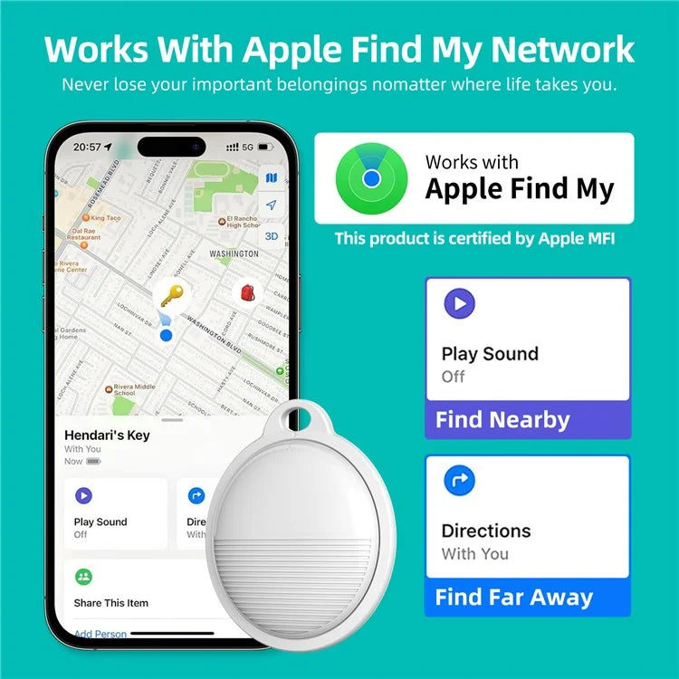 F03 Pet Smart Finder Bluetooth Luggage Tracker Key Smart Tag Compatible with Apple Find My
