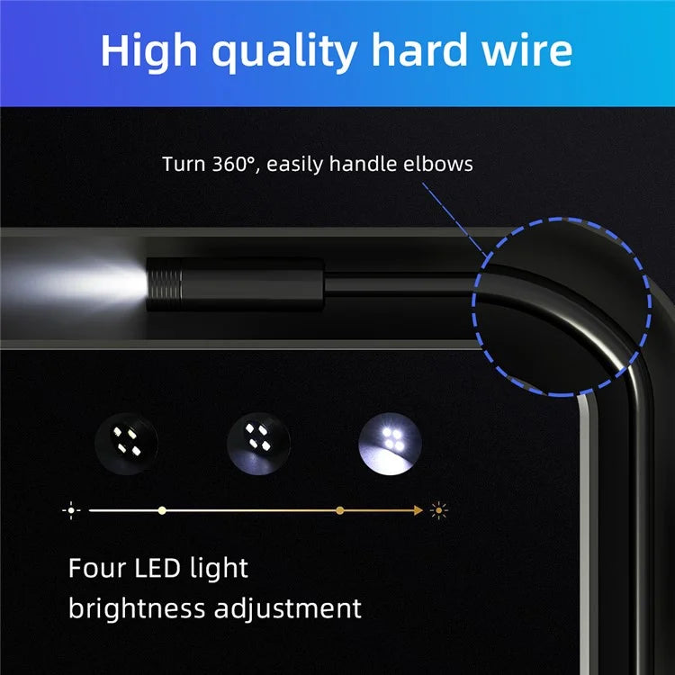 109A 10m Hard Wire WiFi Endoscope Night Vision Camera Lens Industrial Borescope for Cell Phone