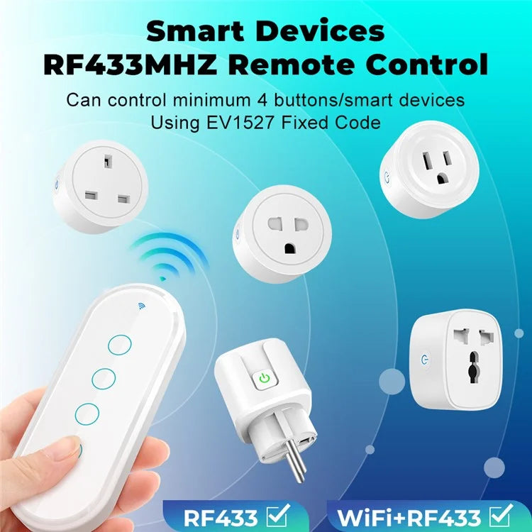 RF433 Remote Control Touch Switch 4 Gang 2.5D Tempered Glass Wireless Interruptor Switch