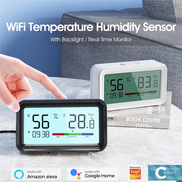 MG-WSD100 Humidity Sensor with Backlit Tuya Smart Home WiFi + Bluetooth Electronic Thermometer