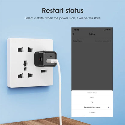 MG-SPQ100 Wireless WiFi Type-C Power Adapter to USB+Type-C Charging Adapter Tuya Smart App Remote Control Switch