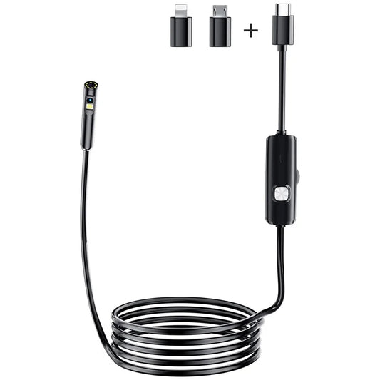 AN112 10m Soft Wire 8mm Dual Lens 3.0MP HD Endoscope Phone Industrial Pipe Inspection Camera