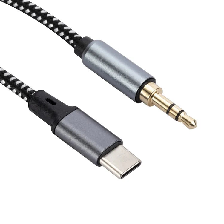 1m USB-C Male to 3.5mm Male Audio Adapter Cable Braided Headphone Car Stereo Connection Cord