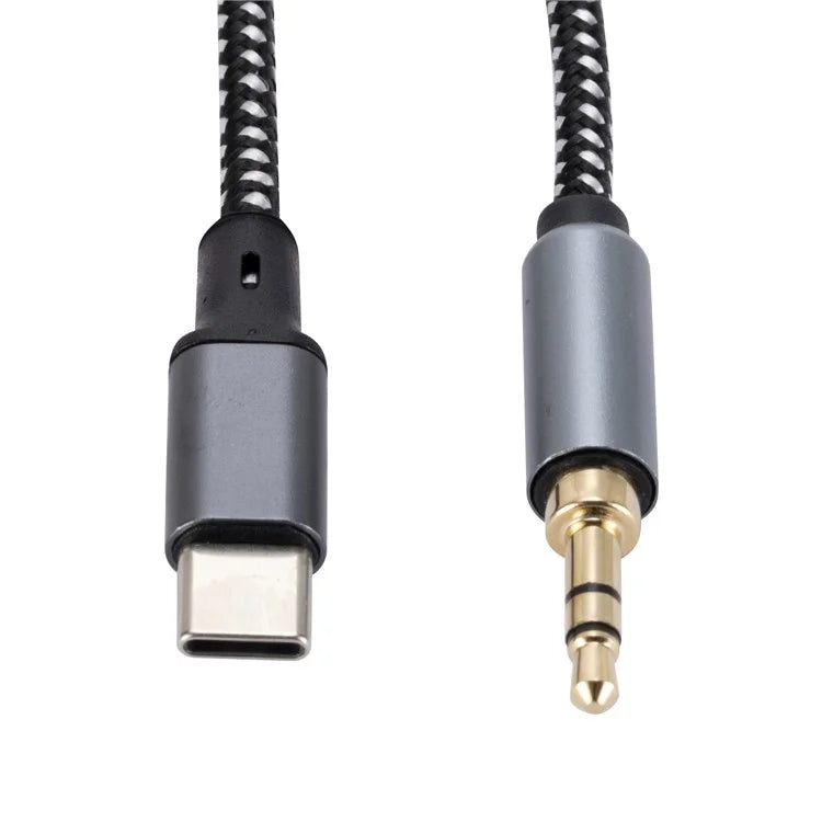 1m USB-C Male to 3.5mm Male Audio Adapter Cable Braided Headphone Car Stereo Connection Cord