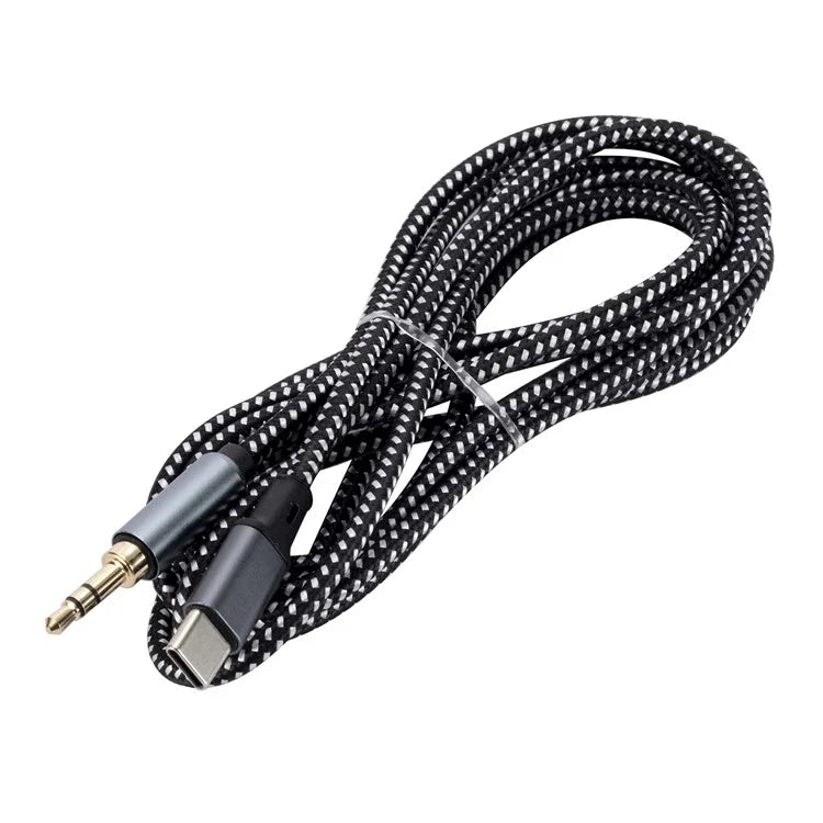 1m USB-C Male to 3.5mm Male Audio Adapter Cable Braided Headphone Car Stereo Connection Cord