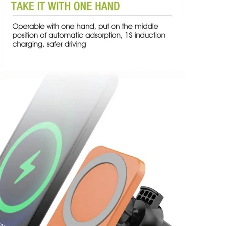 W87 Car Air Outlet Phone Mount Magnetic Wireless Charger Cell Phone Bracket Compatible with MagSafe