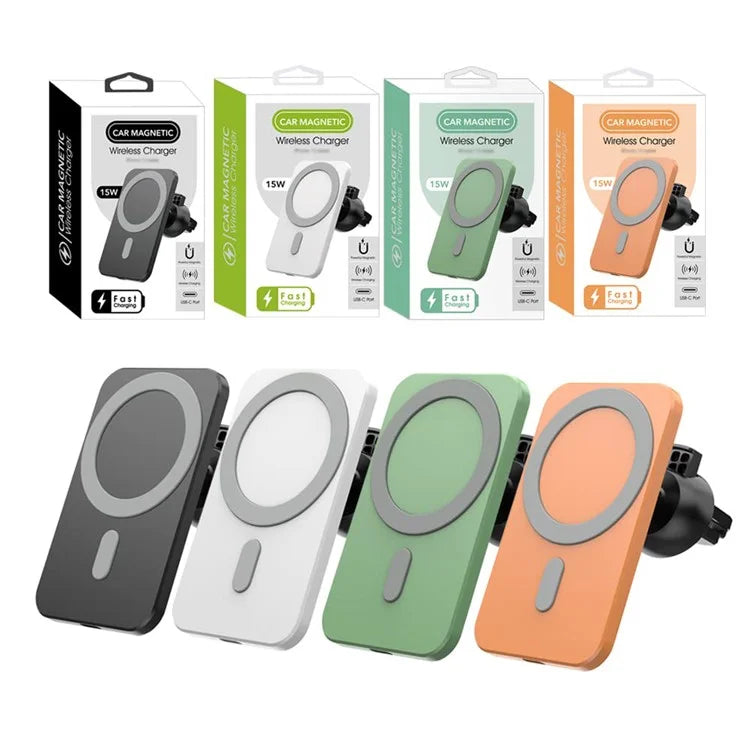 W87 Car Air Outlet Phone Mount Magnetic Wireless Charger Cell Phone Bracket Compatible with MagSafe