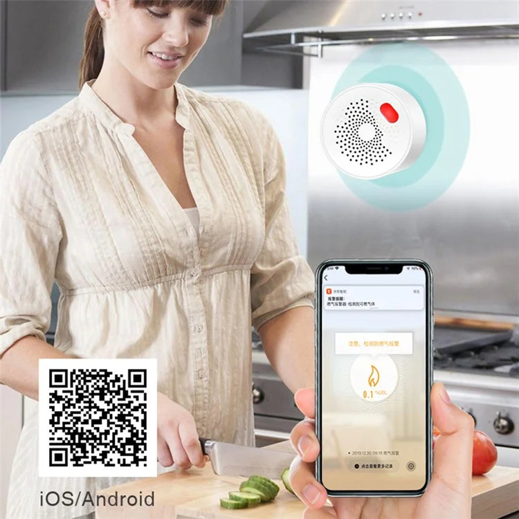 WiFi Gas Leak Sensor Tuya Natural Gas Alarm Plug In Explosive Gas Detector for Home