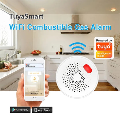 WiFi Gas Leak Sensor Tuya Natural Gas Alarm Plug In Explosive Gas Detector for Home