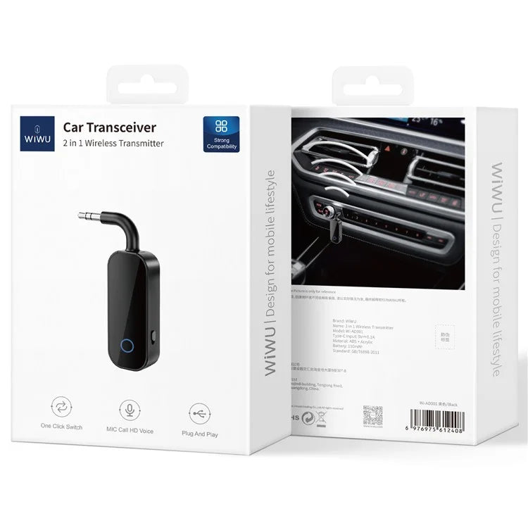 WIWU Wi-AD001 Car Audio Bluetooth Transmitter Receiver 3.5mm Aux Adapter for Speaker Amplifier