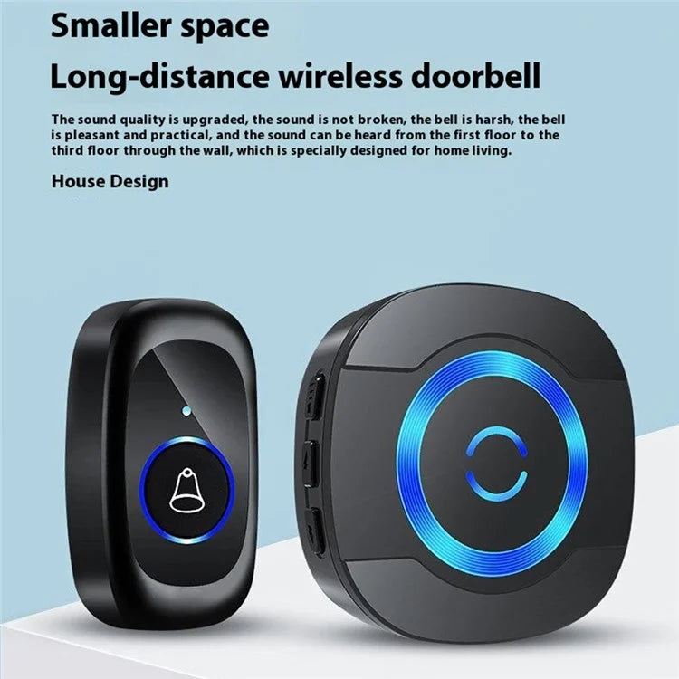 N92A-1T1 Rainproof Flashing Light Doorbell Adjustable Volume Wireless Home Door Bell, 1 Transmitter+1 Receiver