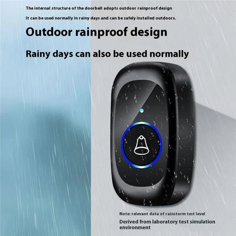 N92A-1T1 Rainproof Flashing Light Doorbell Adjustable Volume Wireless Home Door Bell, 1 Transmitter+1 Receiver