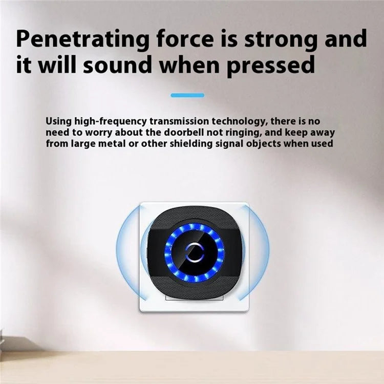 N92A-1T1 Rainproof Flashing Light Doorbell Adjustable Volume Wireless Home Door Bell, 1 Transmitter+1 Receiver