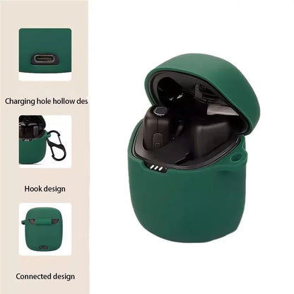 For JBL Quantum Stream Wireless USB-C Silicone Case Bluetooth Earphone Cover with Hanging Buckle