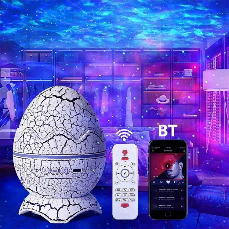 k2310 Dinosaur Egg Galaxy Star Projector Starry Night Light Bluetooth Speaker Music Player with Microphone