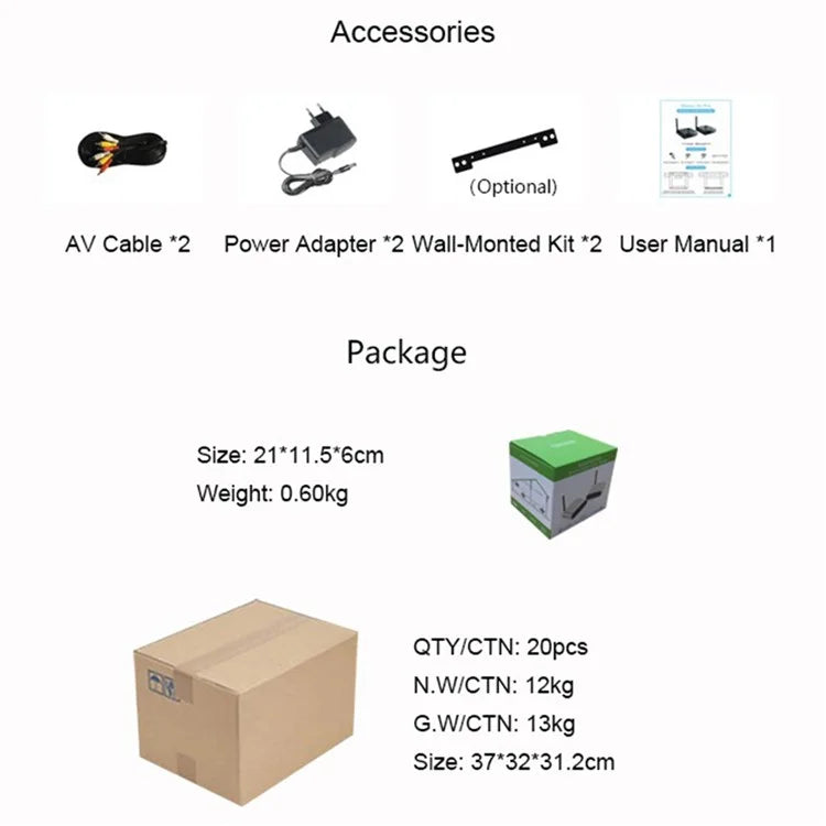 MEASY AV220 200m Range 2.4G Wireless HD Video Transmitter and Receiver with IR Antenna