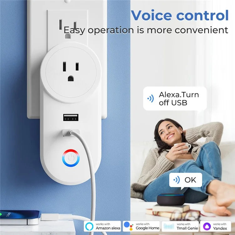 Tuya Bluetooth+Wifi Smart Plug 16A Power Socket Wall Charger with USB Port