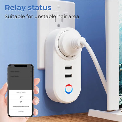 Tuya Bluetooth+Wifi Smart Plug 16A Power Socket Wall Charger with USB Port