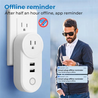 Tuya Bluetooth+Wifi Smart Plug 16A Power Socket Wall Charger with USB Port