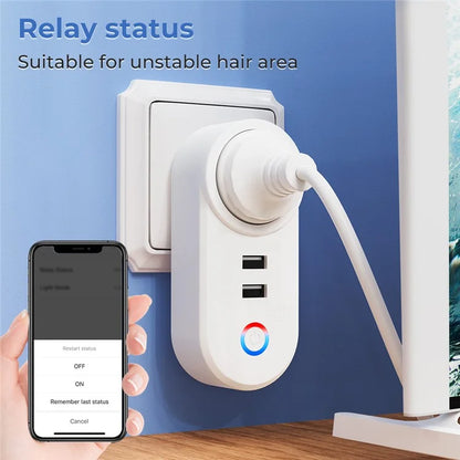 Tuya Bluetooth+Wifi Smart Plug 16A Power Socket Wall Charger with USB Port