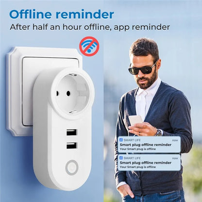 Tuya Bluetooth+Wifi Smart Plug 16A Power Socket Wall Charger with USB Port