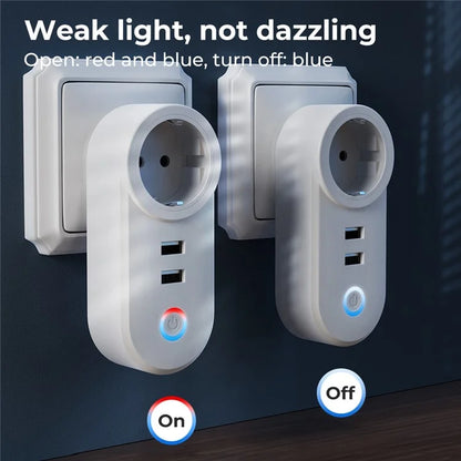 Tuya Bluetooth+Wifi Smart Plug 16A Power Socket Wall Charger with USB Port