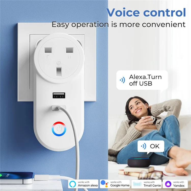 Tuya Bluetooth+Wifi Smart Plug 16A Power Socket Wall Charger with USB Port