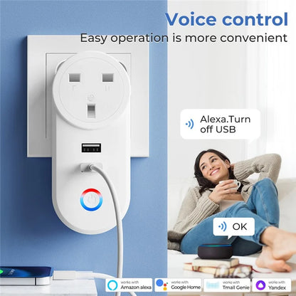 Tuya Bluetooth+Wifi Smart Plug 16A Power Socket Wall Charger with USB Port