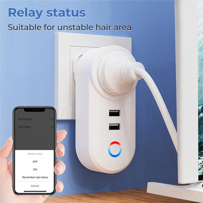 Tuya Bluetooth+Wifi Smart Plug 16A Power Socket Wall Charger with USB Port