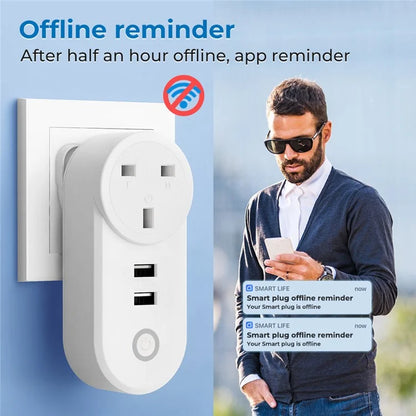 Tuya Bluetooth+Wifi Smart Plug 16A Power Socket Wall Charger with USB Port