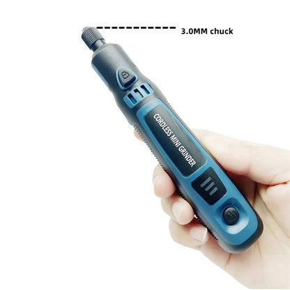 3-Speed Adjustable Cordless Mini Grinder with Copper Chuck Engraving Needle Drill Bit Set