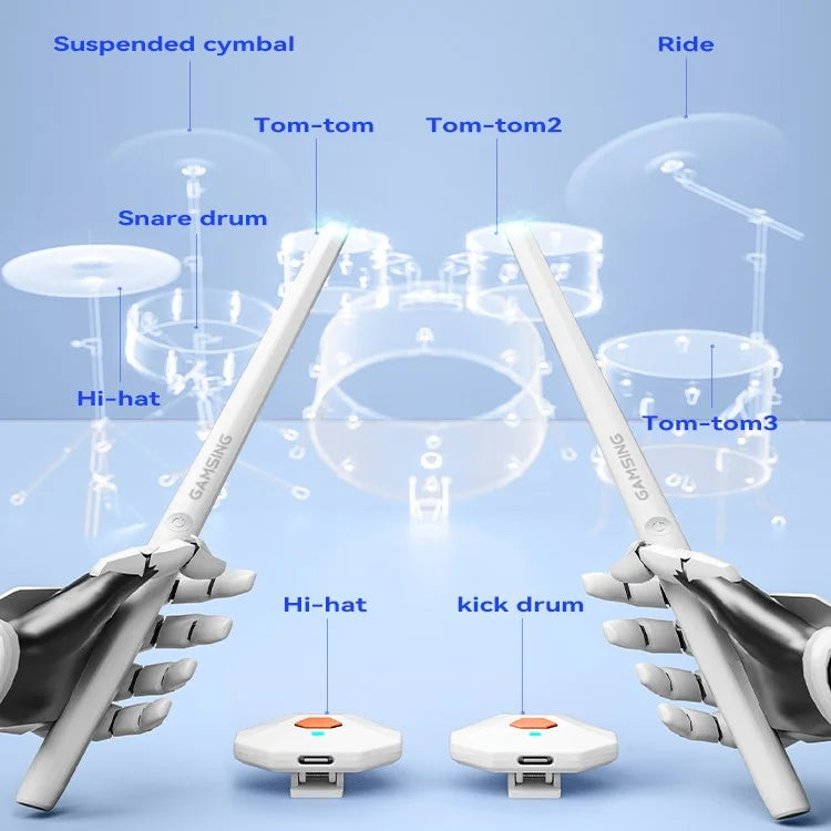 GAMSING GRA2 Air Drum Set with Bluetooth Speaker, Sticks Portable Drumstick Playset